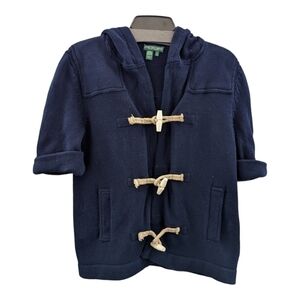 LAUREN Jeans Company nautical inspired navy hooded sweater,size small